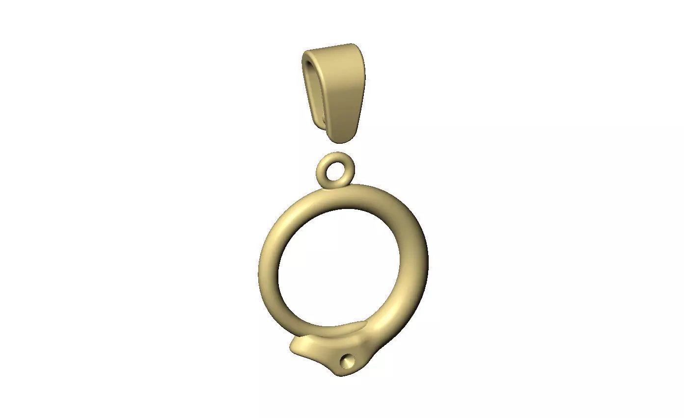 Diamond eyes minimalist serpent head pendant charm with bail 3D print model_7