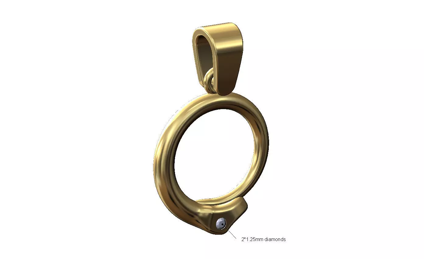 Diamond eyes minimalist serpent head pendant charm with bail 3D print model_1