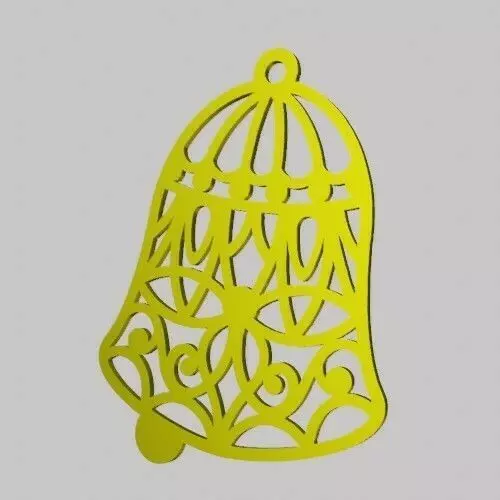 Openwork Christmas Bell Ornament keychain - pendant - earring 3D print model_1