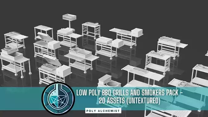 BBQ Grills And Smokers Pack - 20 Props - Untextured 