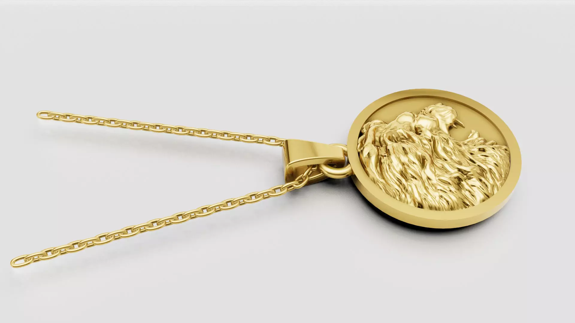 Majestic Lion Head Pendant 25mm 3D Model for 3D Printing 3D print model_3