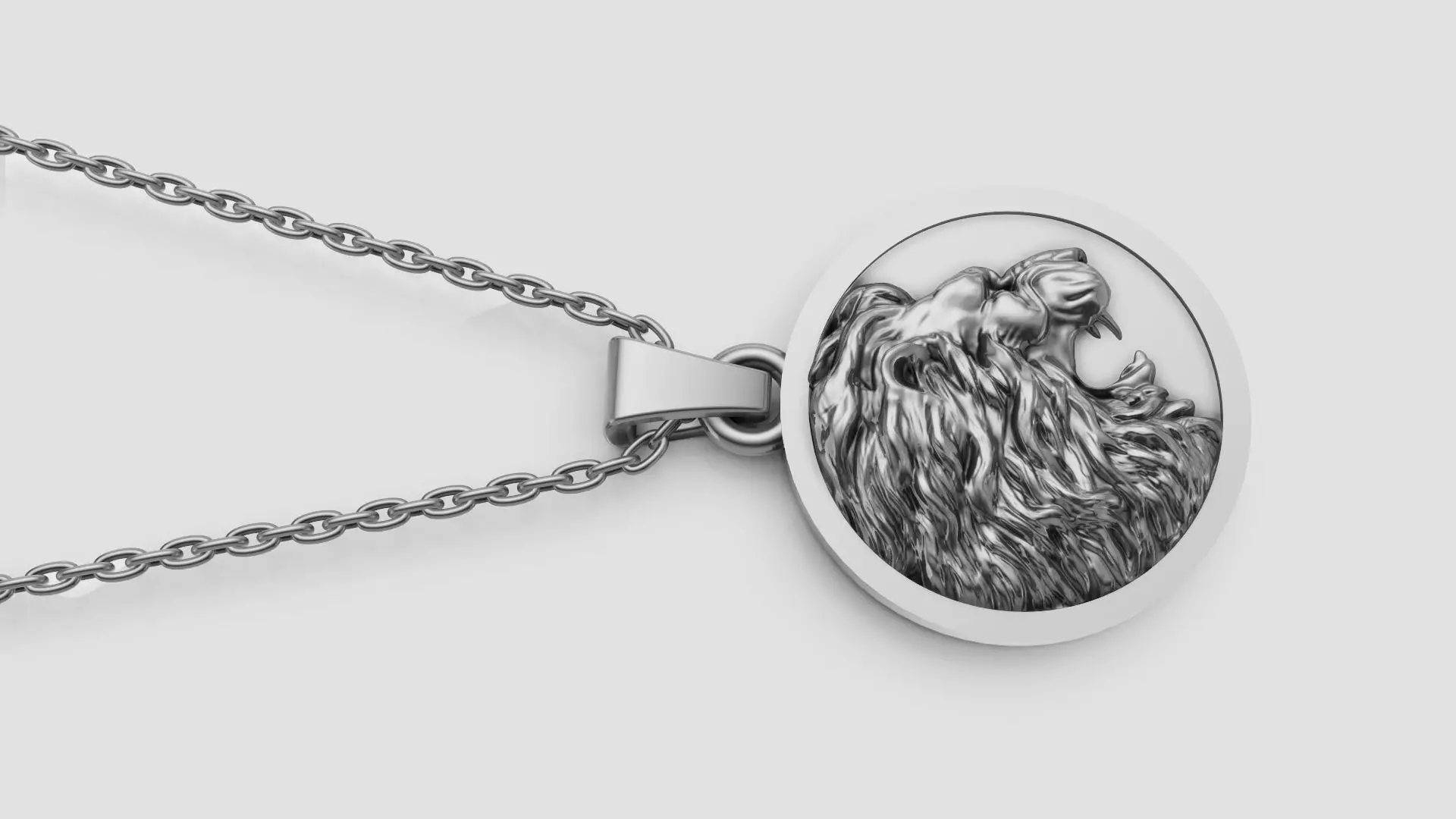 Majestic Lion Head Pendant 25mm 3D Model for 3D Printing 3D print model_6