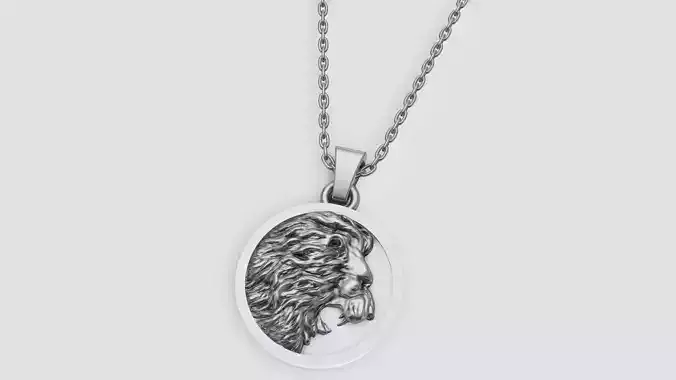 Majestic Lion Head Pendant  25mm 3D Model  for 3D Printing