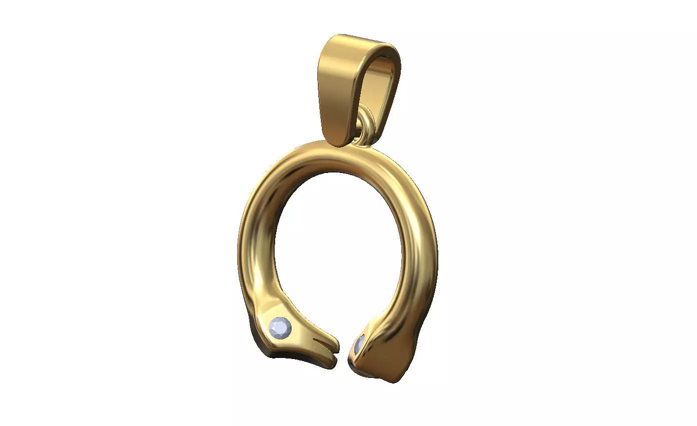 Diamond eyes double serpent head pendant charm with bail 3D print model_9