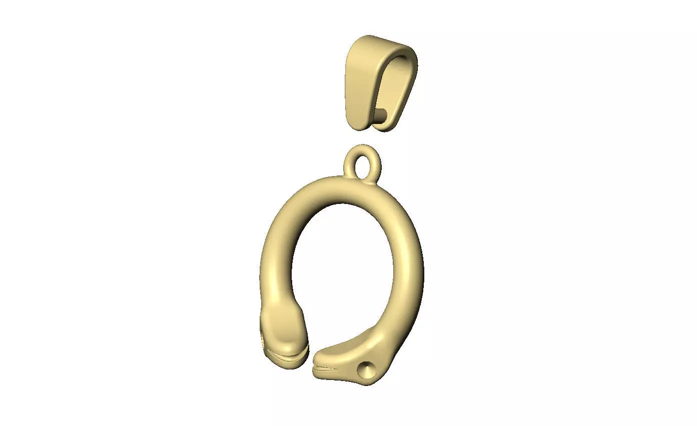 Diamond eyes double serpent head pendant charm with bail 3D print model_8