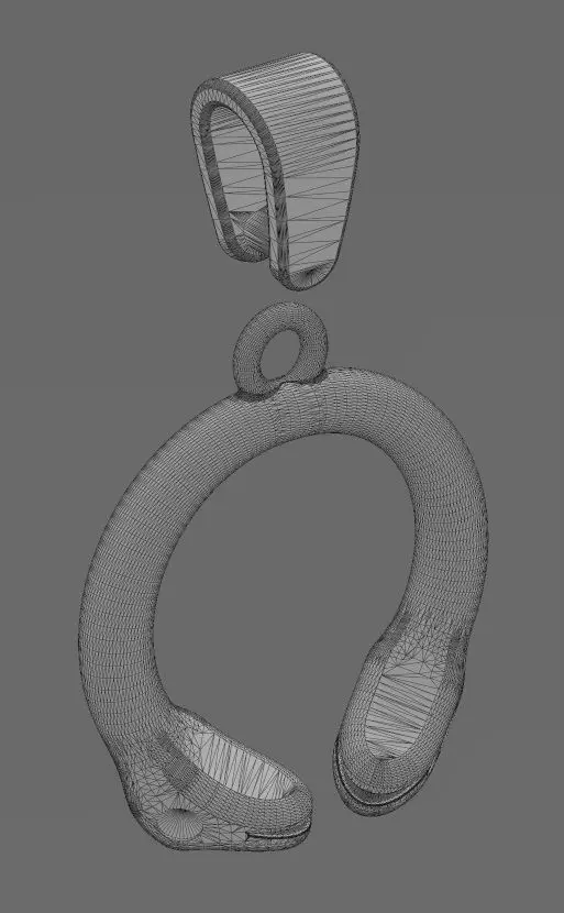 Diamond eyes double serpent head pendant charm with bail 3D print model_14