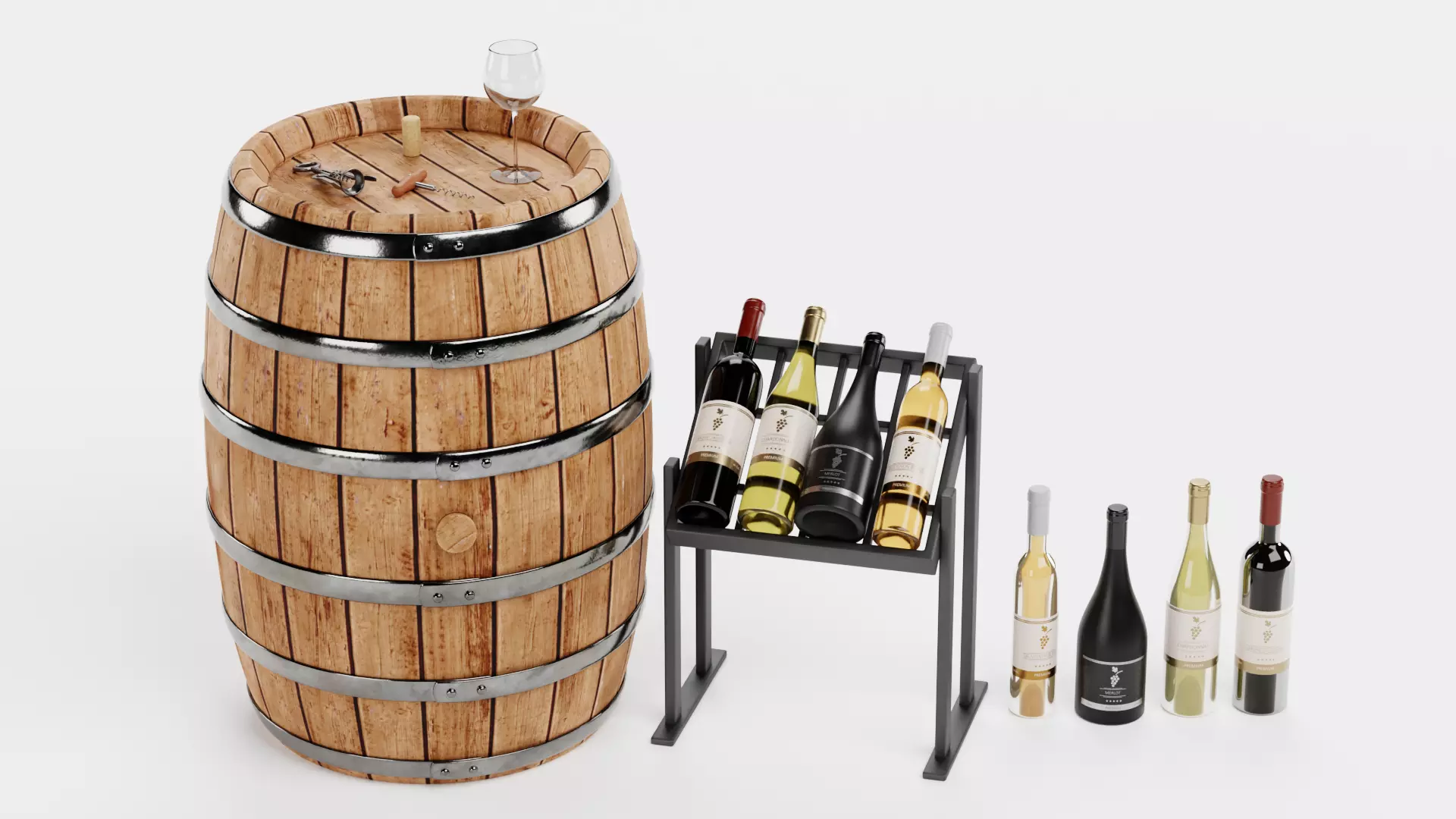 -Wine Set- Low-poly 3D model_0
