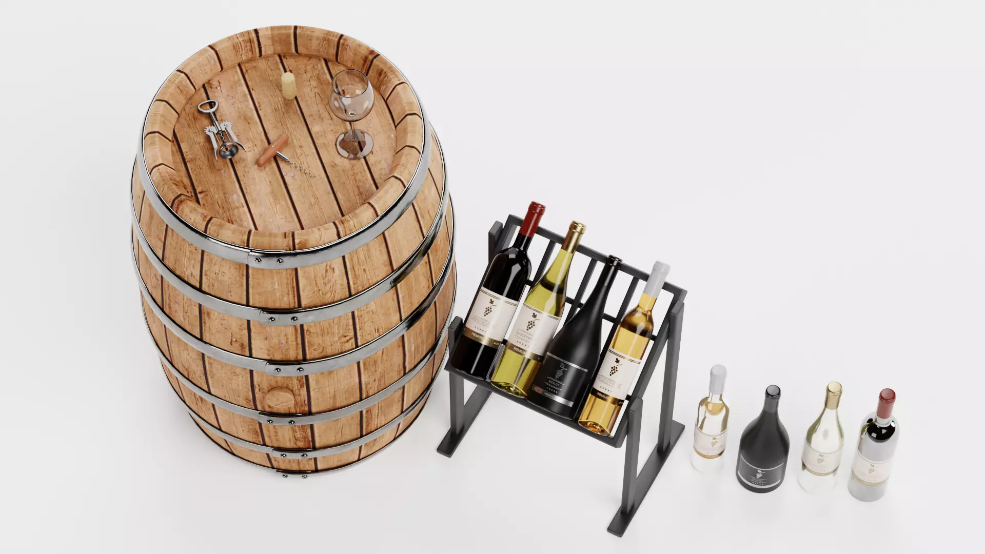 -Wine Set- Low-poly 3D model_4