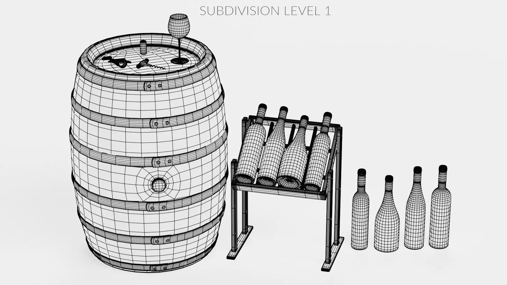 -Wine Set- Low-poly 3D model_16