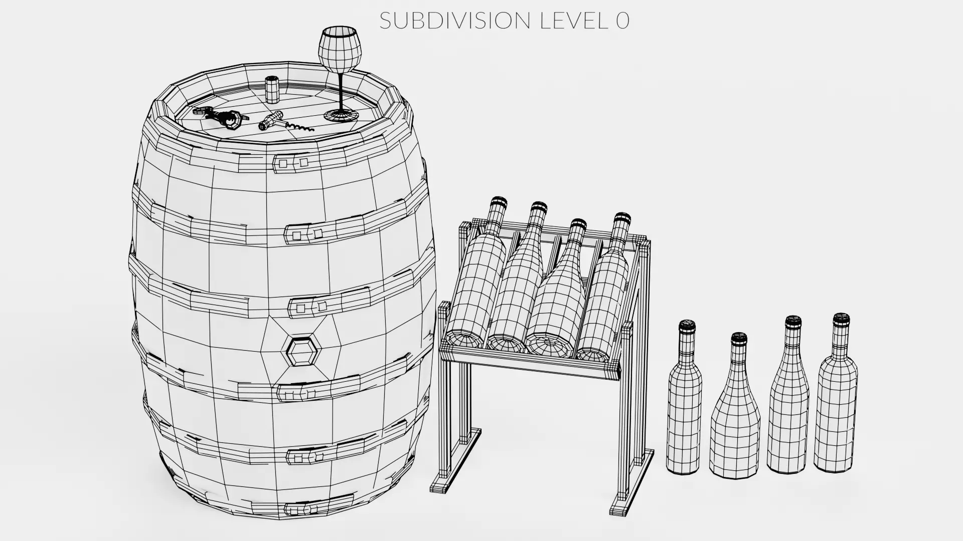 -Wine Set- Low-poly 3D model_15