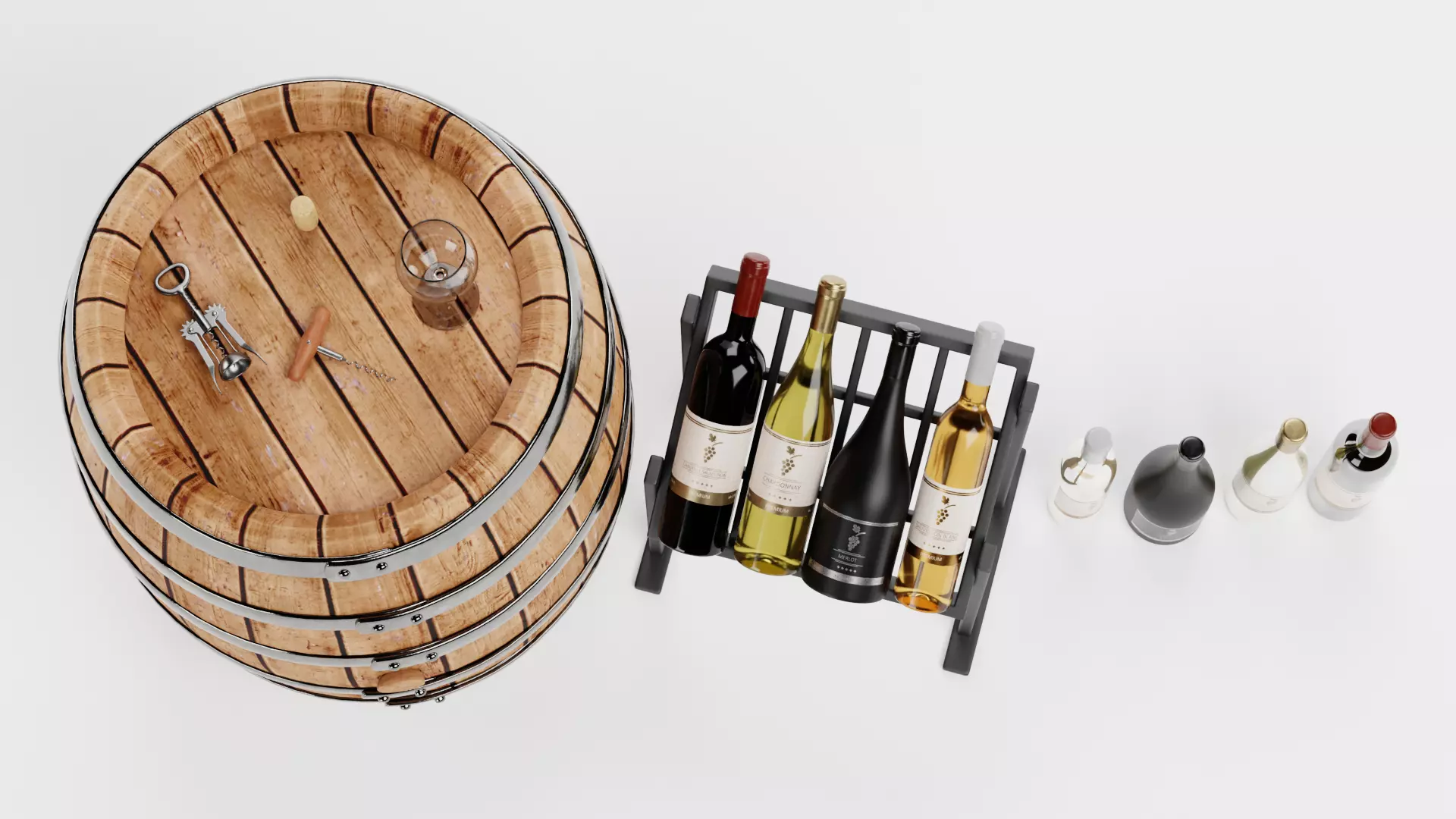 -Wine Set- Low-poly 3D model_2