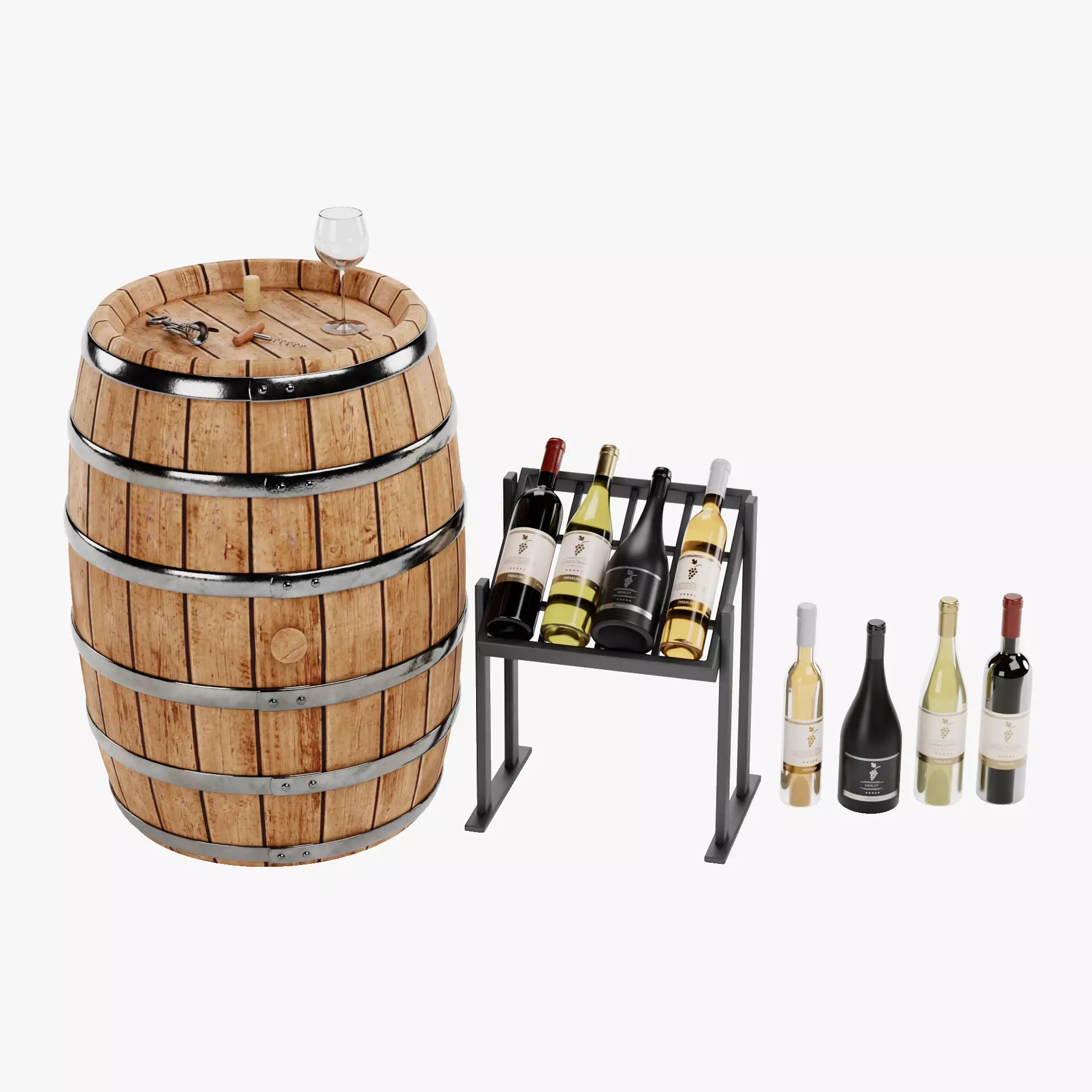-Wine Set- Low-poly 3D model_19