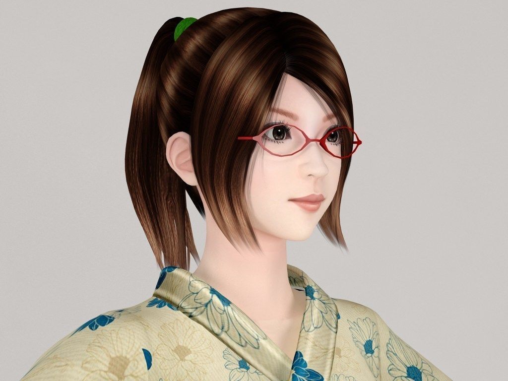 T pose rigged model of Natsumi in kimono 3D model_3