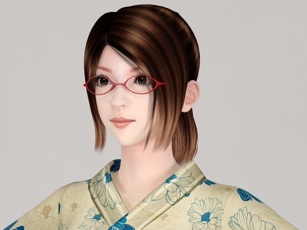 T pose rigged model of Natsumi in kimono 3D model_2