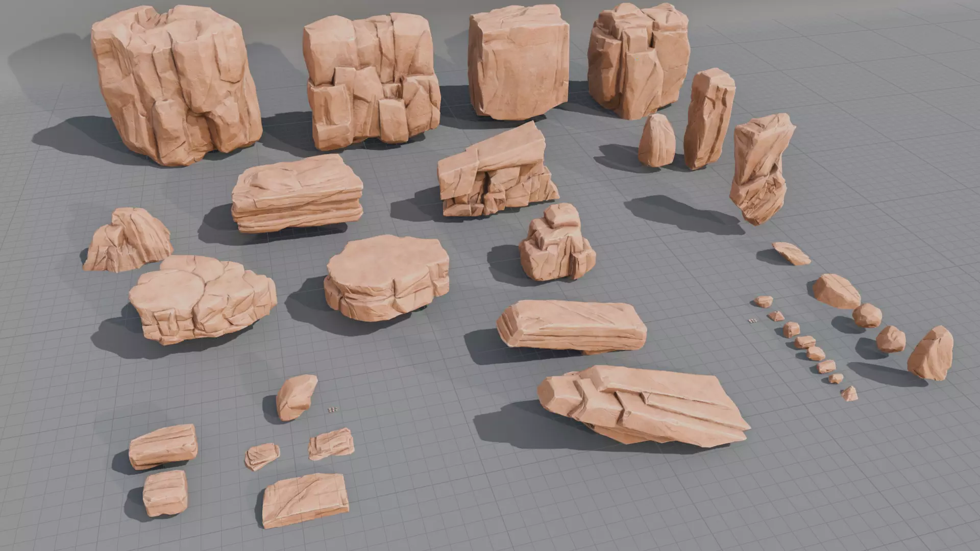 Rocks Toning -The stylized Rocks Pack Low-poly 3D model_0