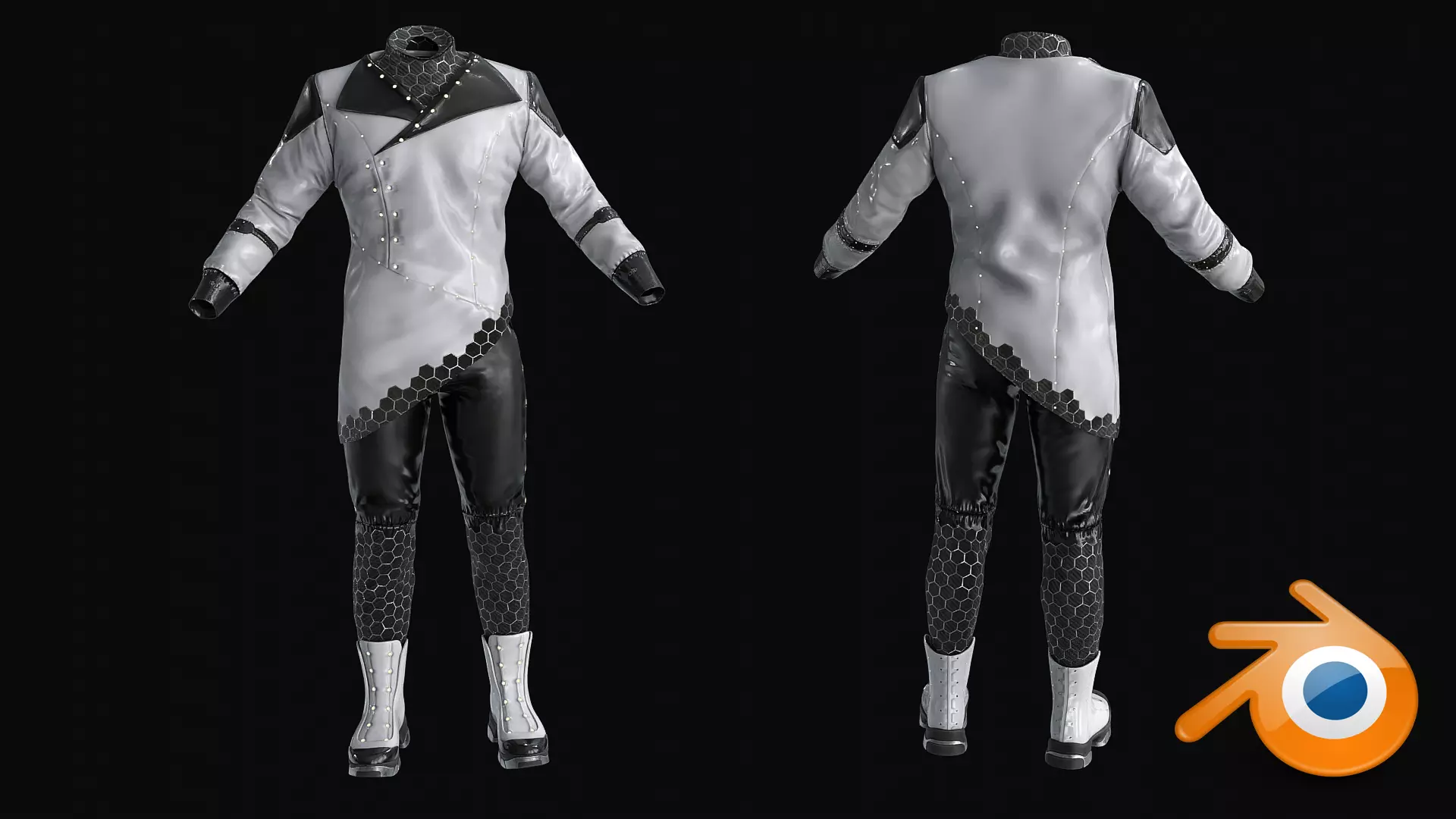 Sci Fi Cyber Clothing Low-poly 3D model_8