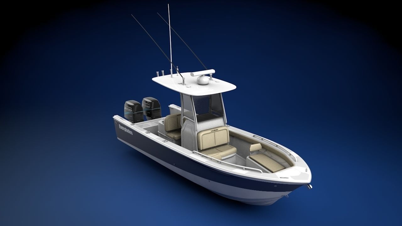 Everglades 273 Sport Fishing Boat Low-poly 3D model_1