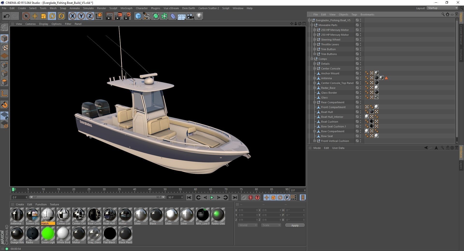 Everglades 273 Sport Fishing Boat Low-poly 3D model_14