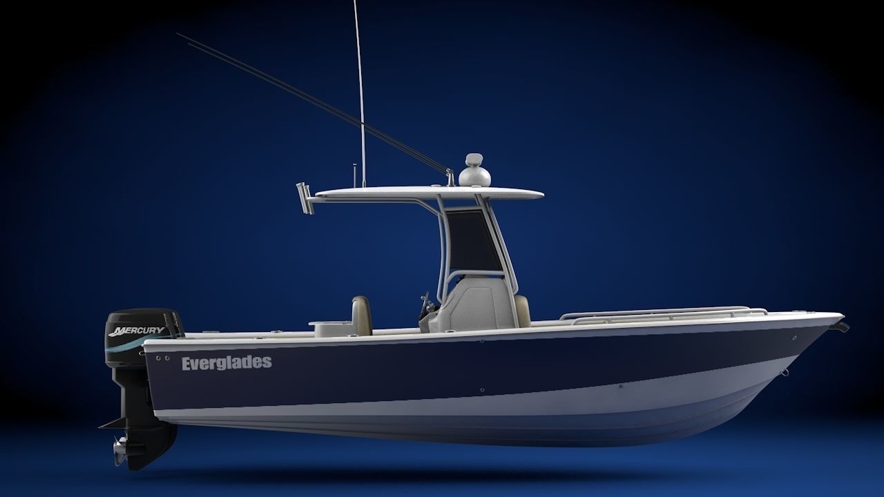Everglades 273 Sport Fishing Boat Low-poly 3D model_4