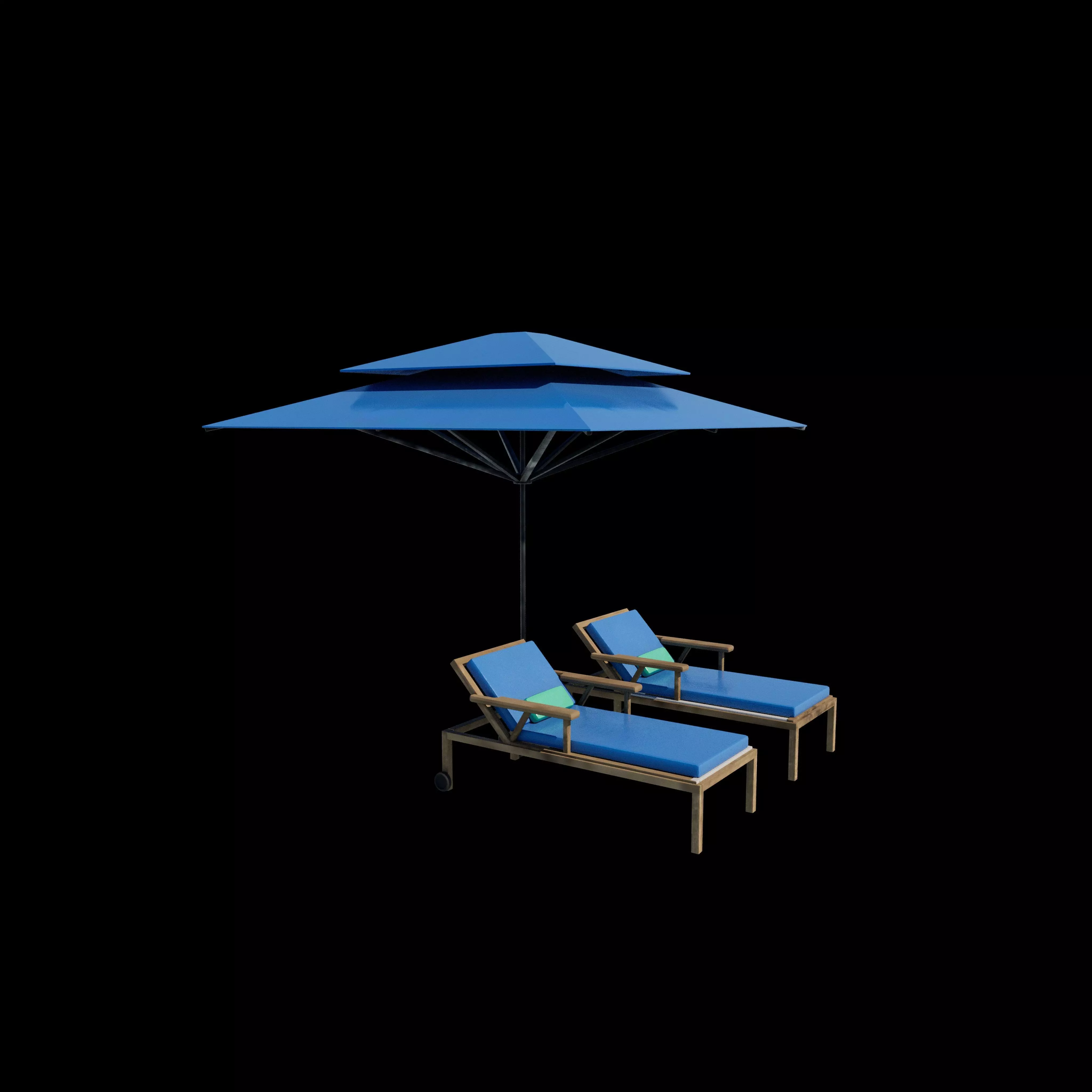Recreation chair and umbrella 3D model_9