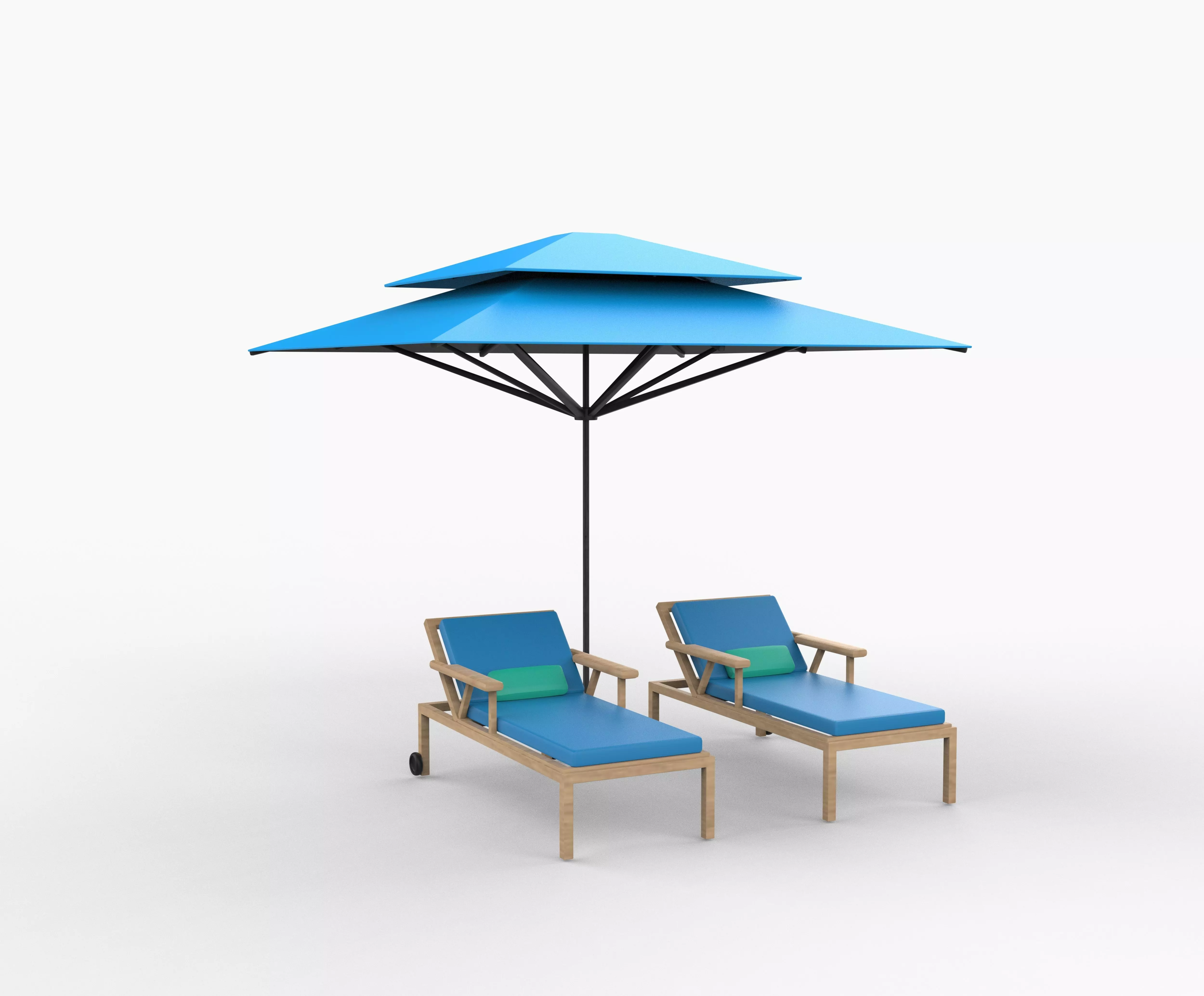 Recreation chair and umbrella 3D model_4