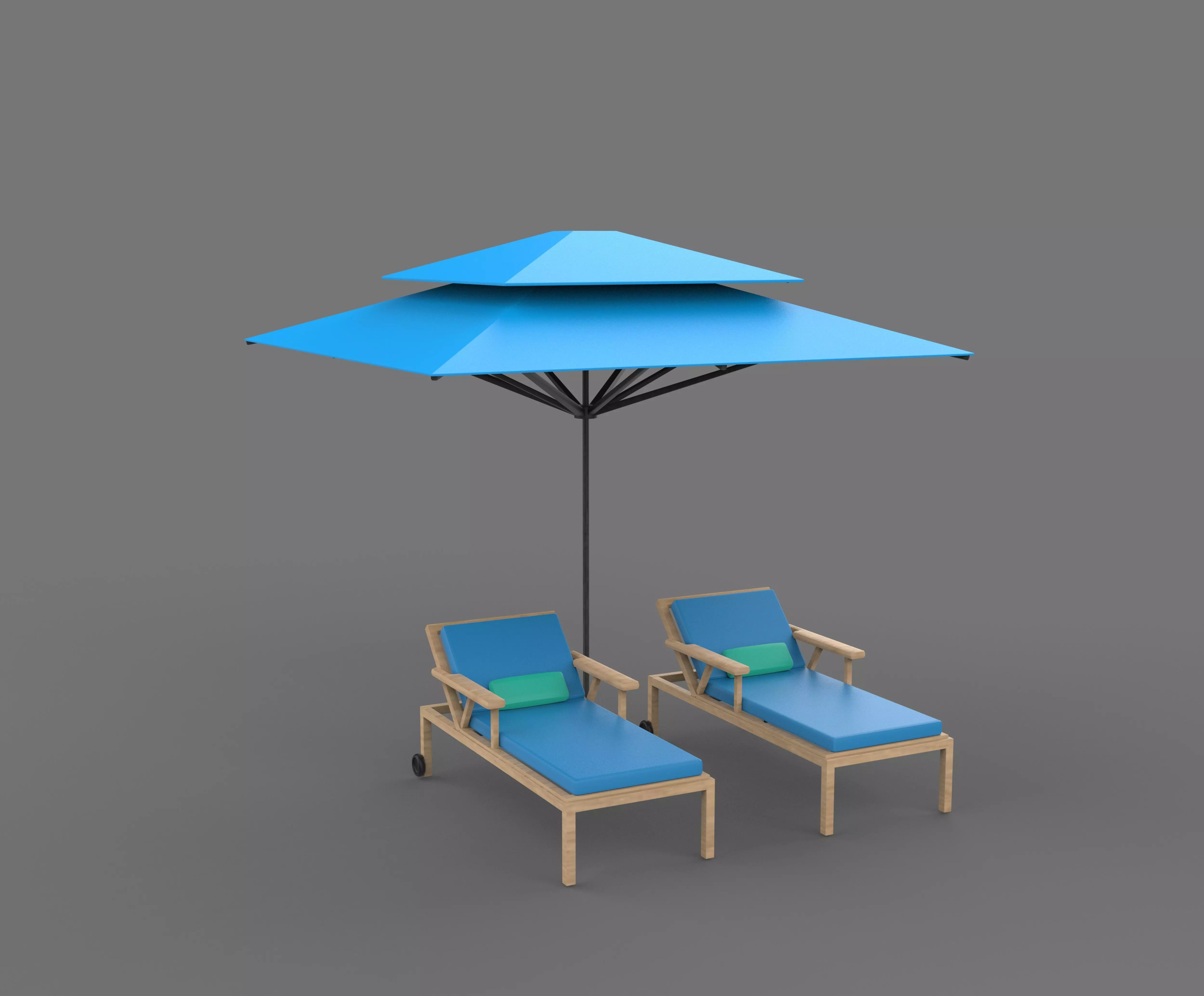 Recreation chair and umbrella 3D model_7