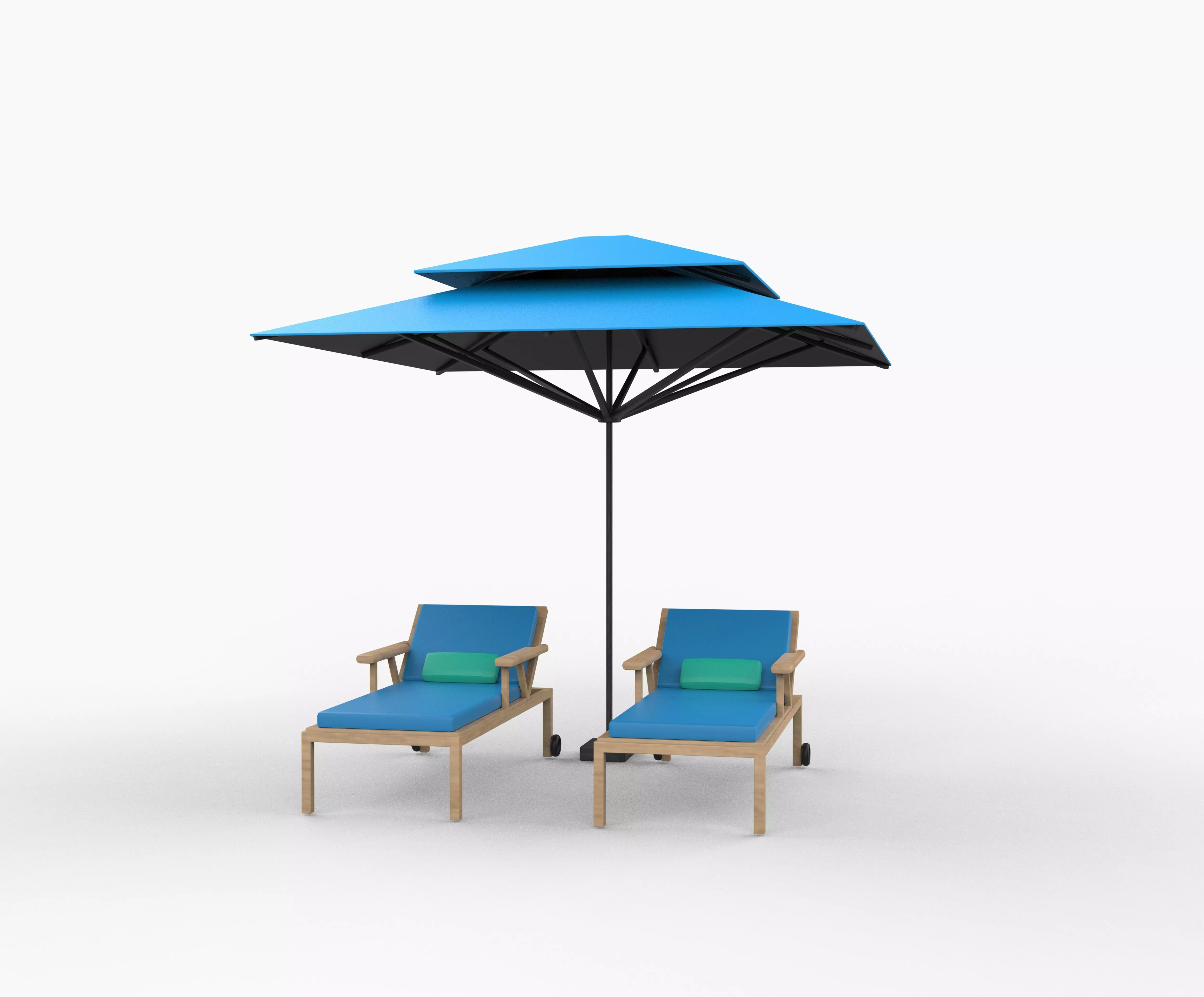 Recreation chair and umbrella 3D model_3