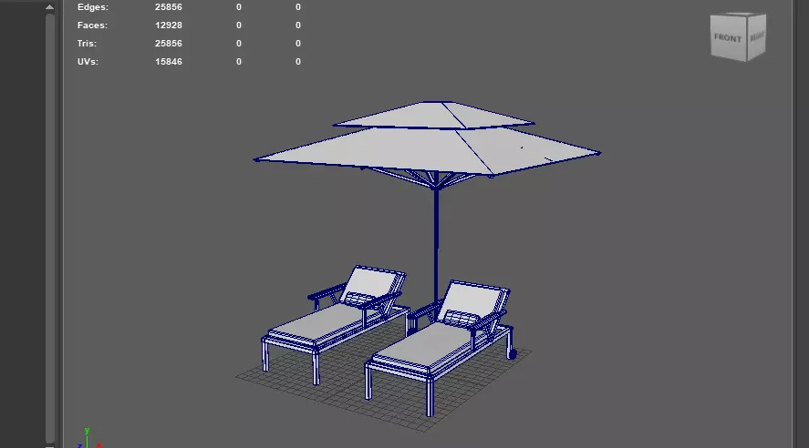 Recreation chair and umbrella 3D model_10