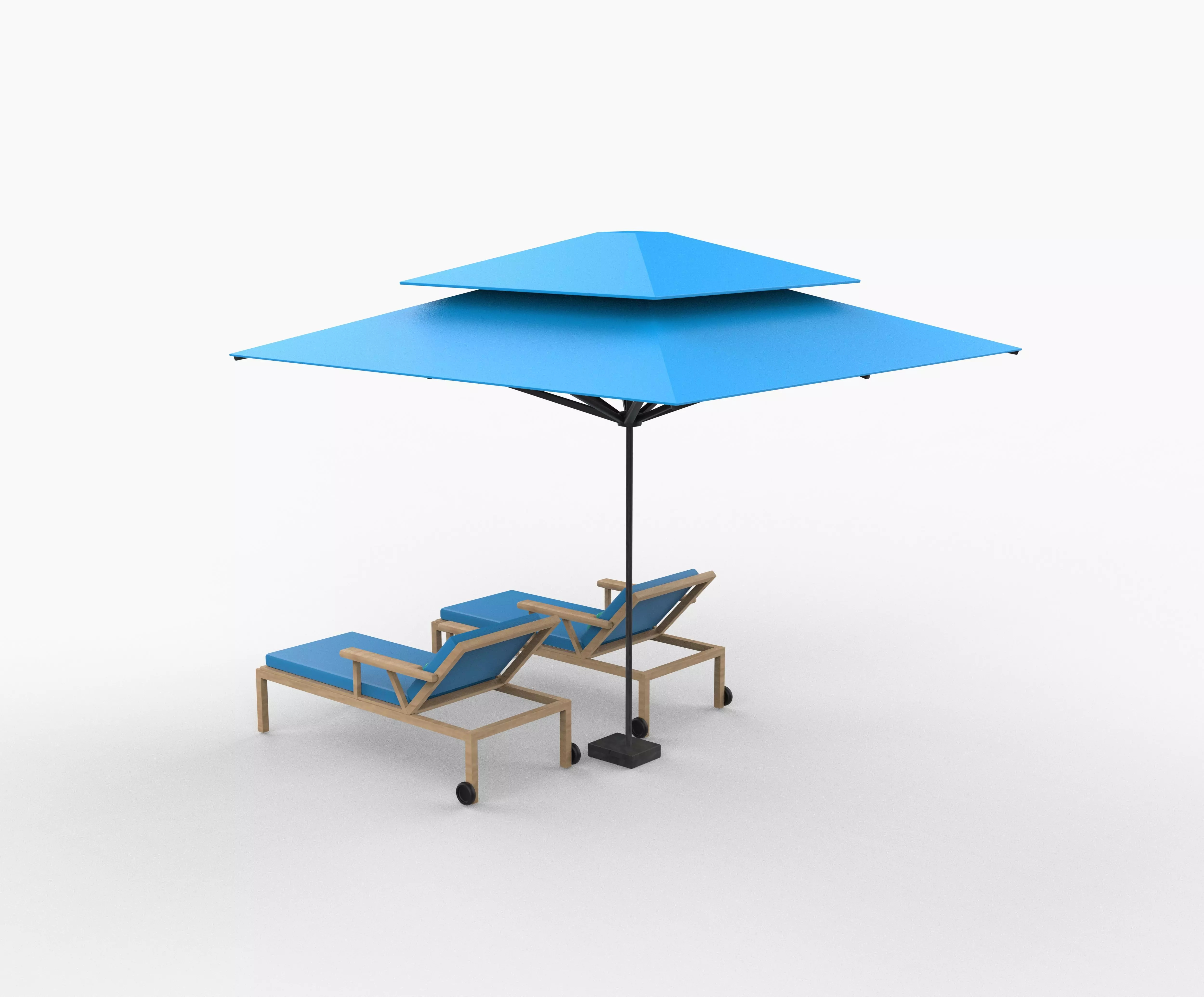 Recreation chair and umbrella 3D model_6