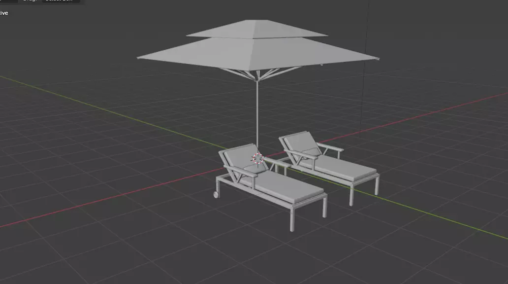 Recreation chair and umbrella 3D model_15