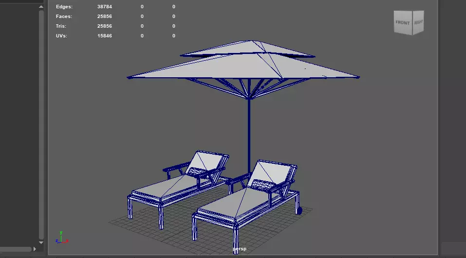 Recreation chair and umbrella 3D model_16
