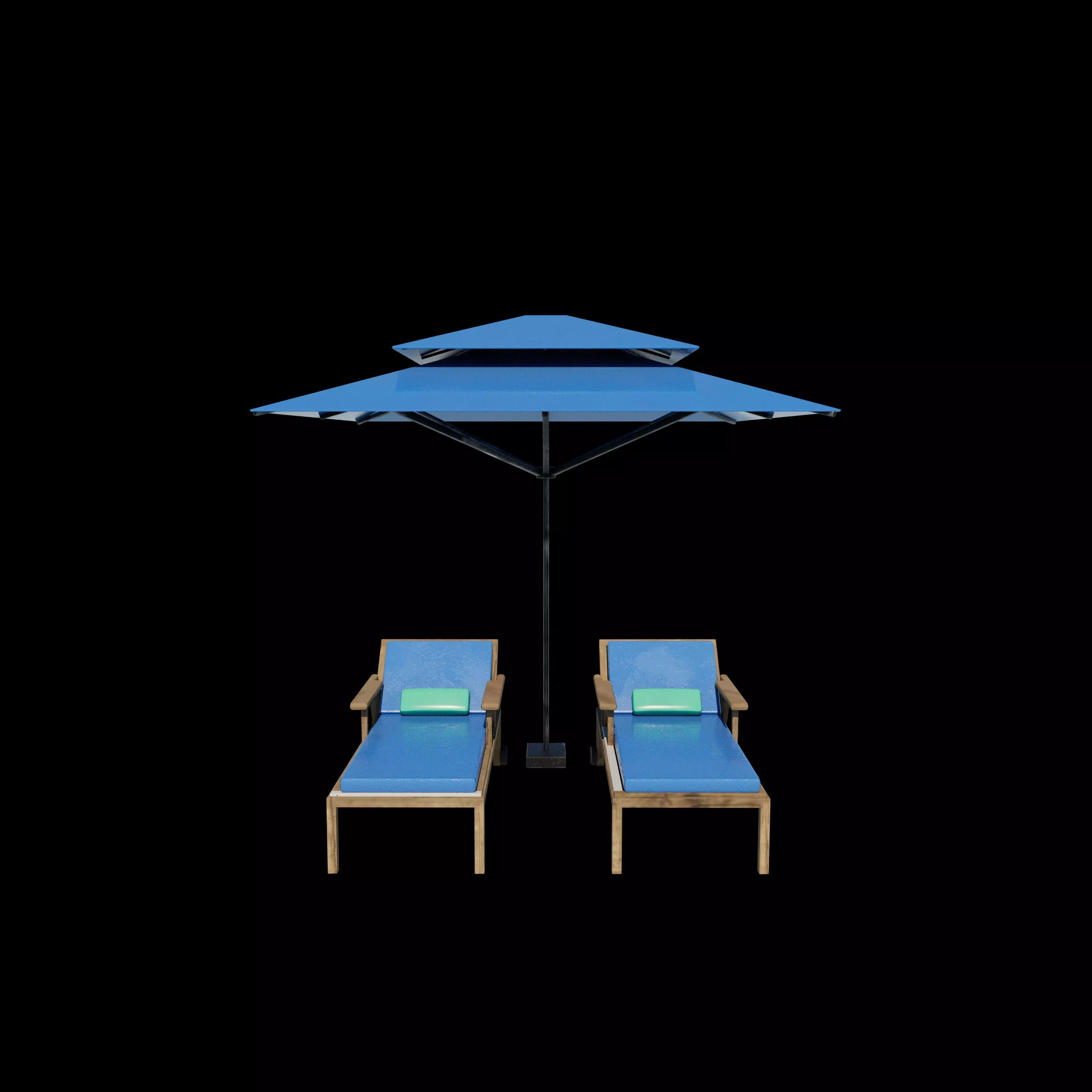 Recreation chair and umbrella 3D model_11
