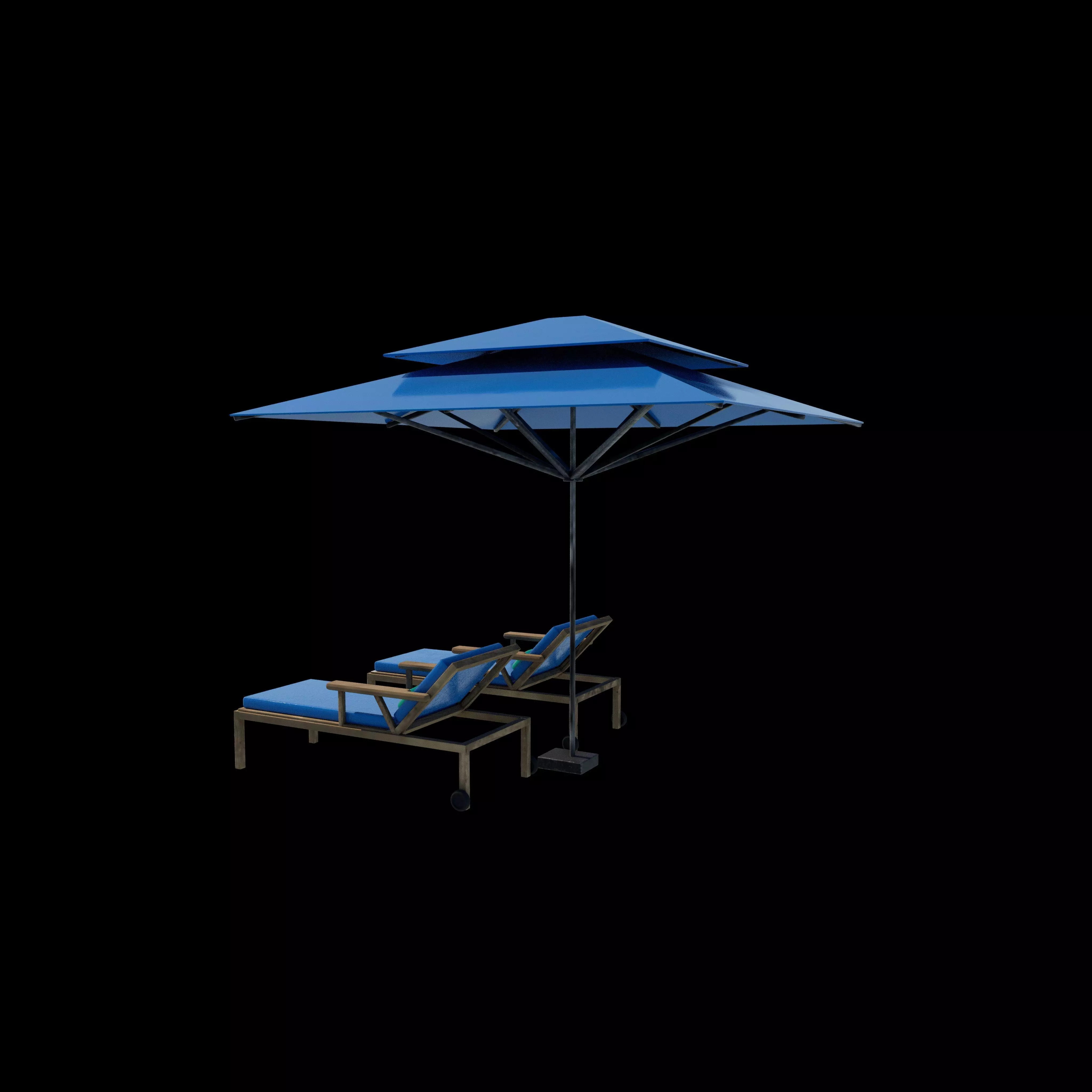Recreation chair and umbrella 3D model_13