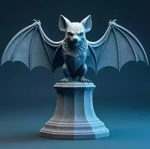 2718  Bat with Spread Wings Color 3D Model  Halloween