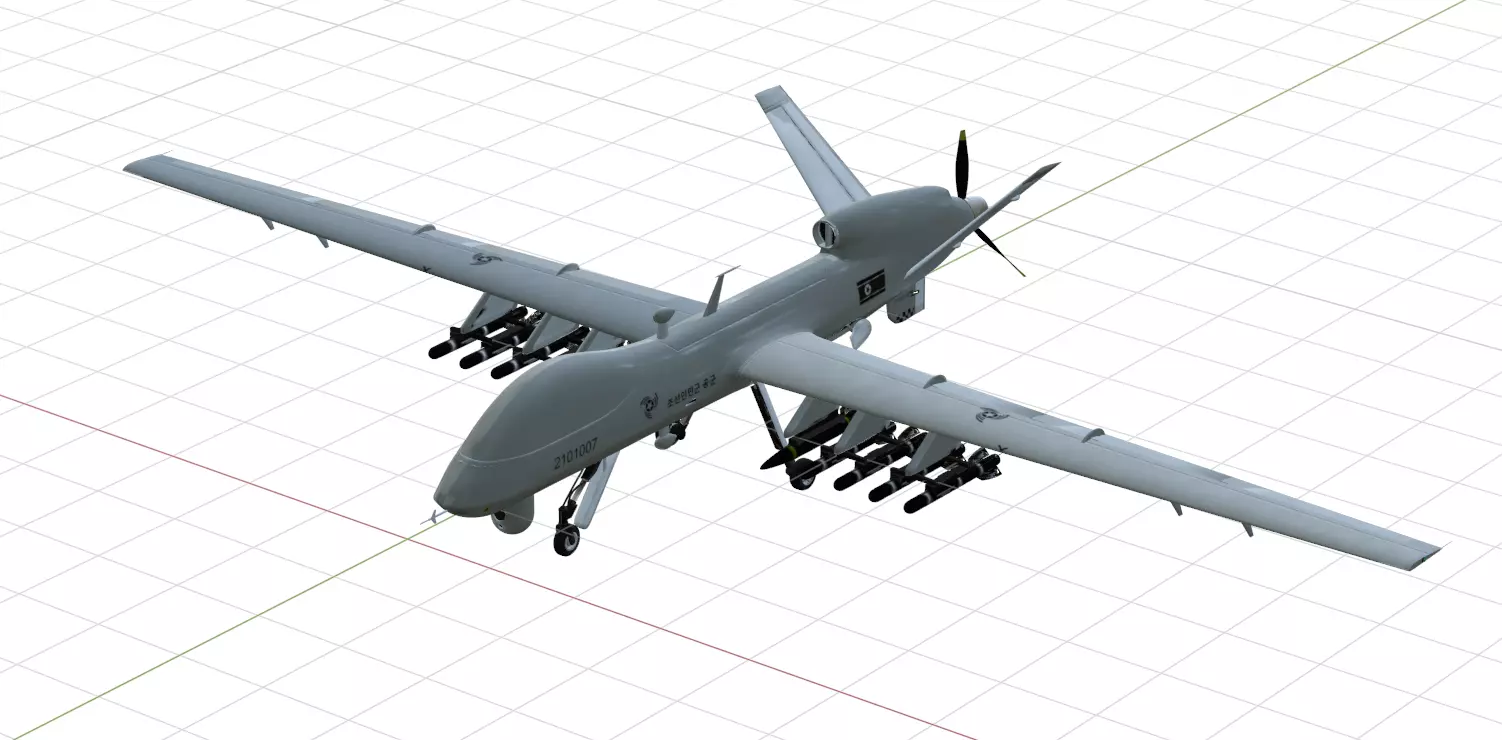 DPRK Saetbyol-9 - Bright Star-9 - the MULTI PURPOSE COMBAT DRONE Low-poly 3D model_15