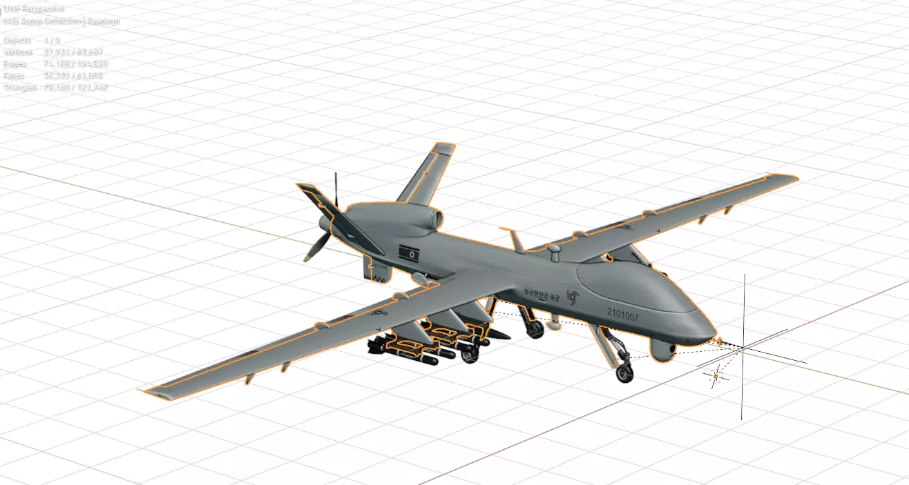 DPRK Saetbyol-9 - Bright Star-9 - the MULTI PURPOSE COMBAT DRONE Low-poly 3D model_26