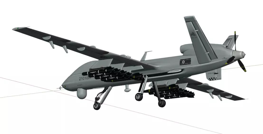 DPRK Saetbyol-9 - Bright Star-9 - the MULTI PURPOSE COMBAT DRONE Low-poly 3D model_16