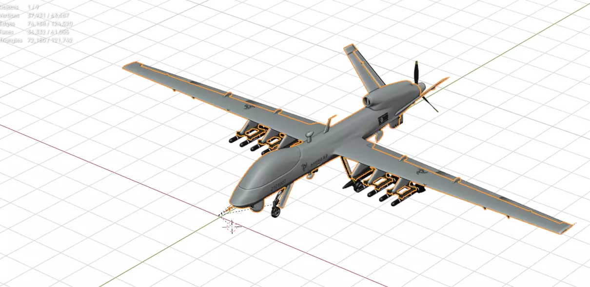 DPRK Saetbyol-9 - Bright Star-9 - the MULTI PURPOSE COMBAT DRONE Low-poly 3D model_27