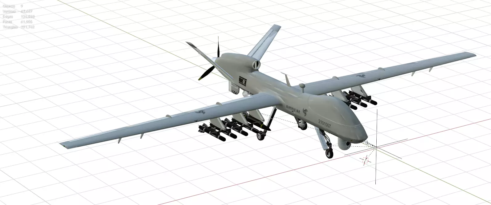 DPRK Saetbyol-9 - Bright Star-9 - the MULTI PURPOSE COMBAT DRONE Low-poly 3D model_1