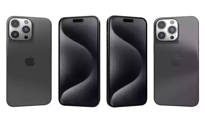 Apple iPhone 15 Pro Max Black Titanium High Poly 