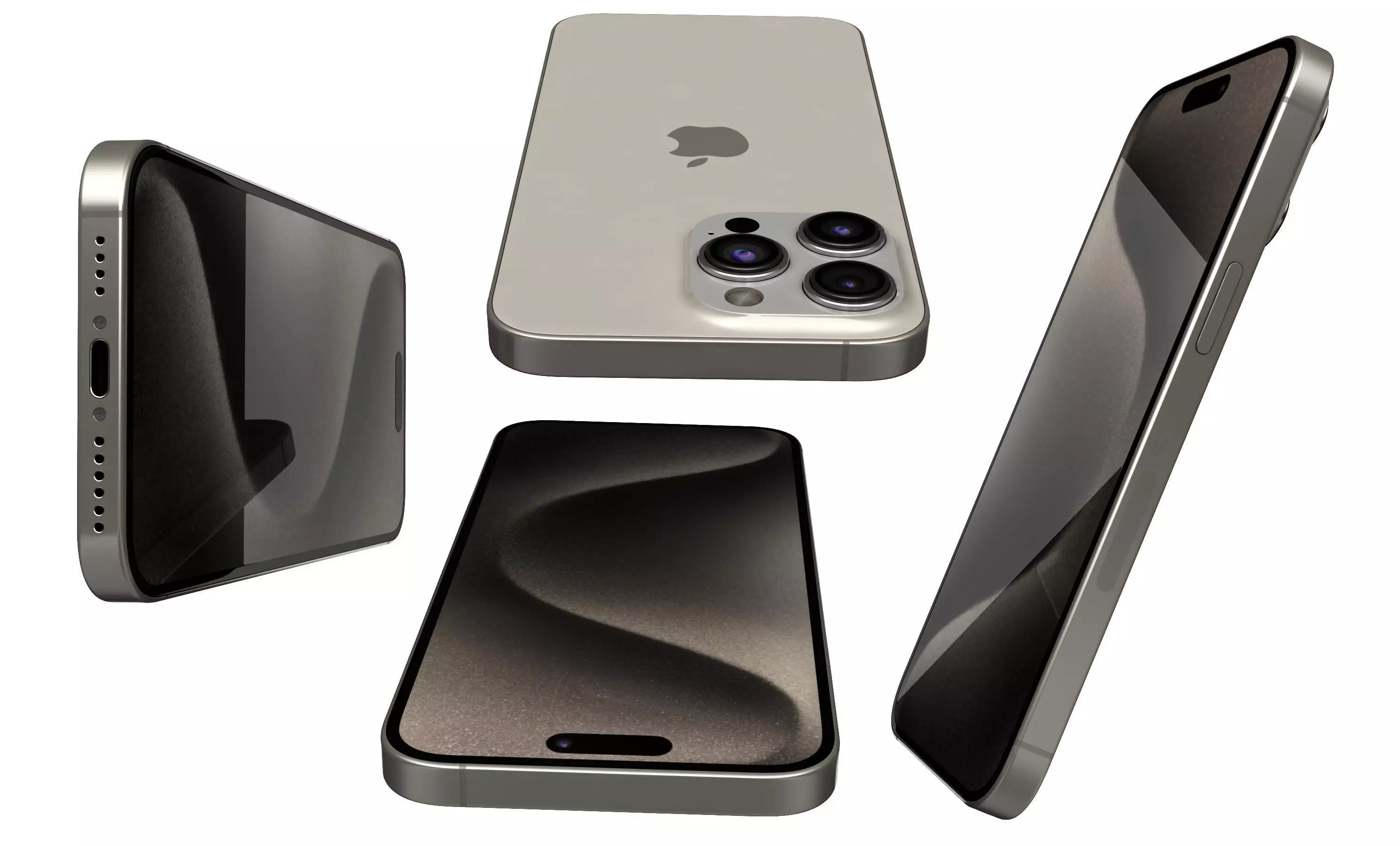 Apple iPhone 15 Pro Max Natural Titanium High Poly  3D model_4