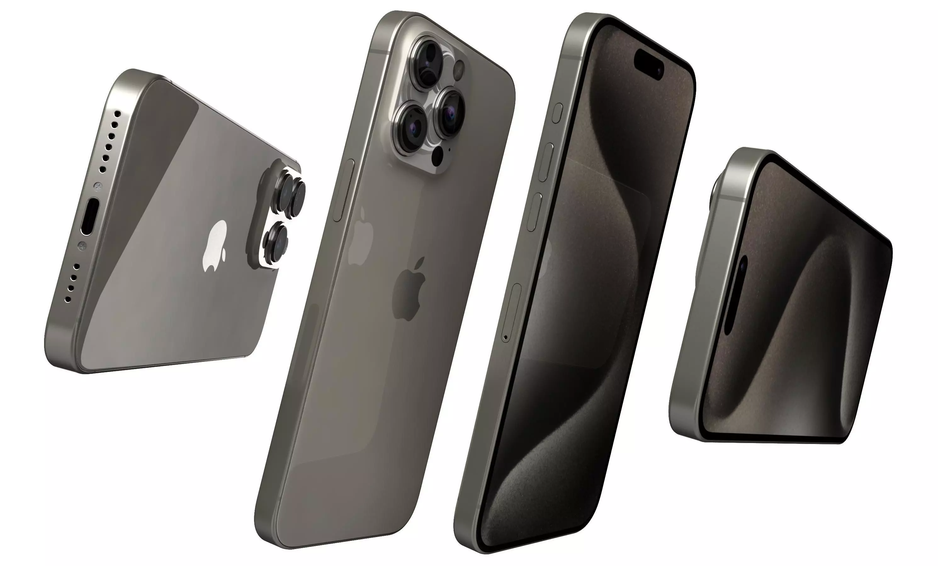 Apple iPhone 15 Pro Max Natural Titanium High Poly  3D model_5