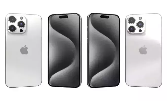 Apple iPhone 15 Pro Max White Titanium High Poly 