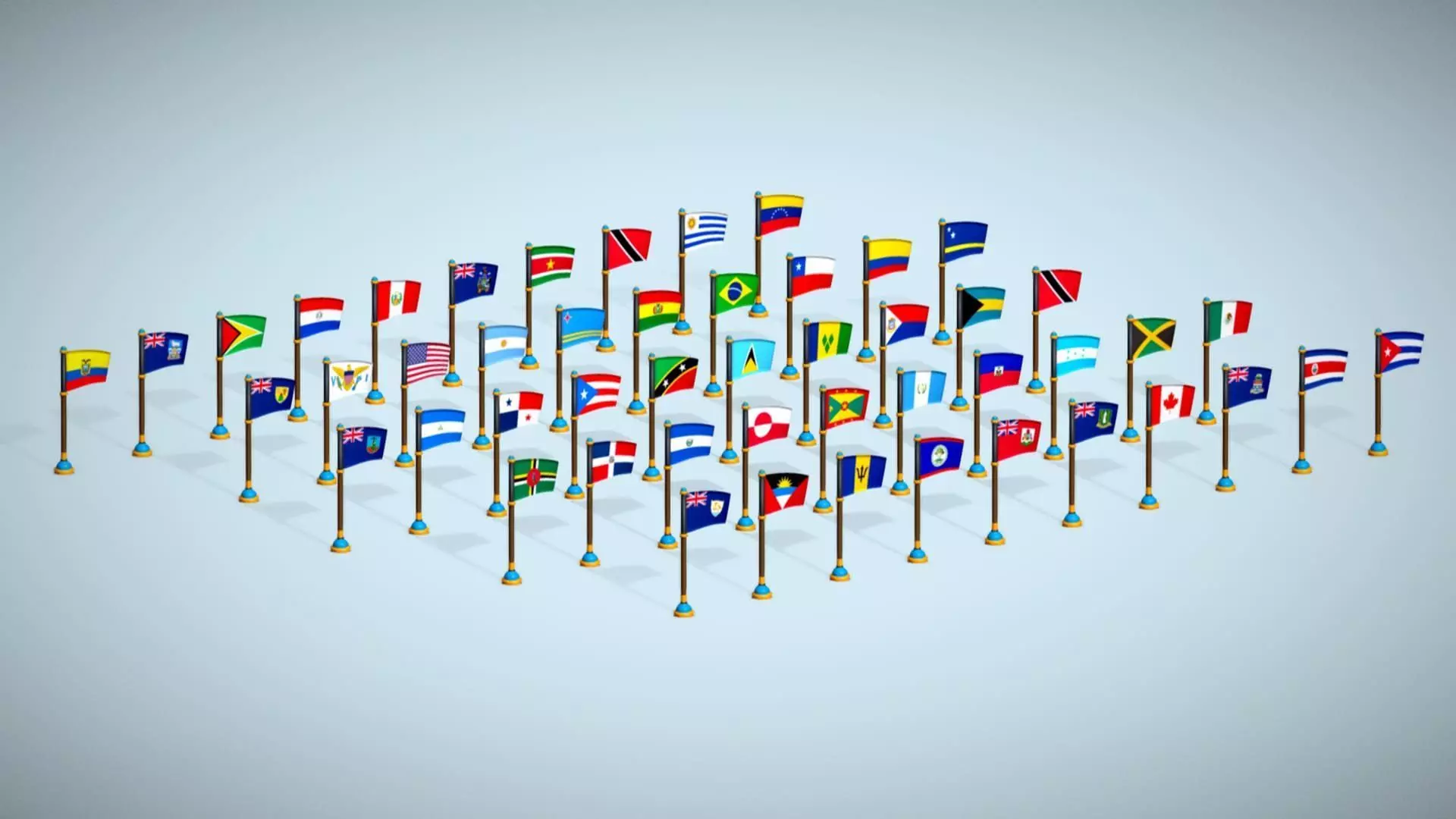 America Countries Flags Pack Toon Style Pack Low Poly Low-poly 3D model_11