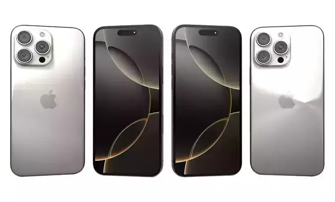 Apple iPhone 16 Pro Max Silver Titanium High Poly 