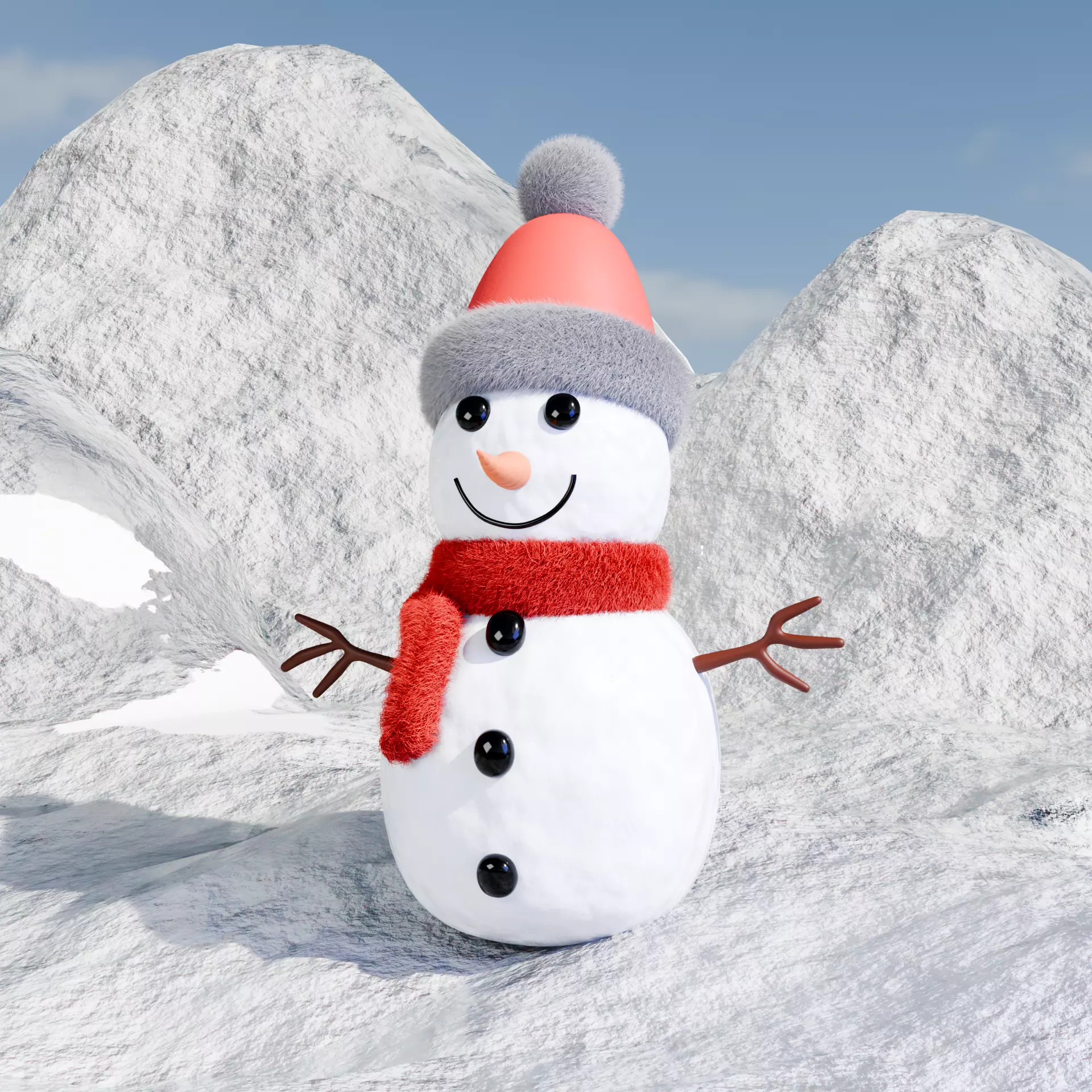 Snowman 3D Model  Winter Christmas Character  Blender  FBX  OBJ 3D model_0