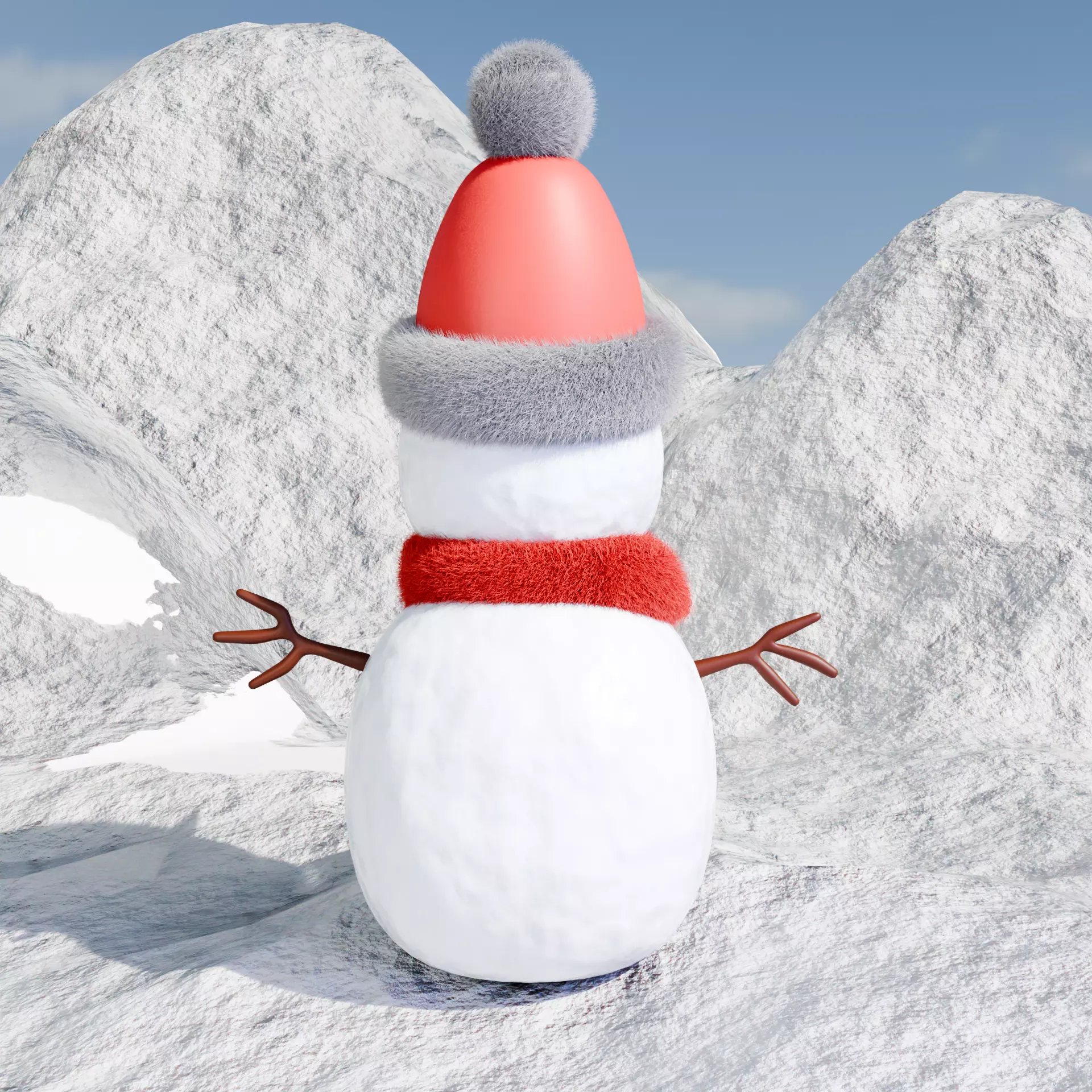 Snowman 3D Model  Winter Christmas Character  Blender  FBX  OBJ 3D model_3