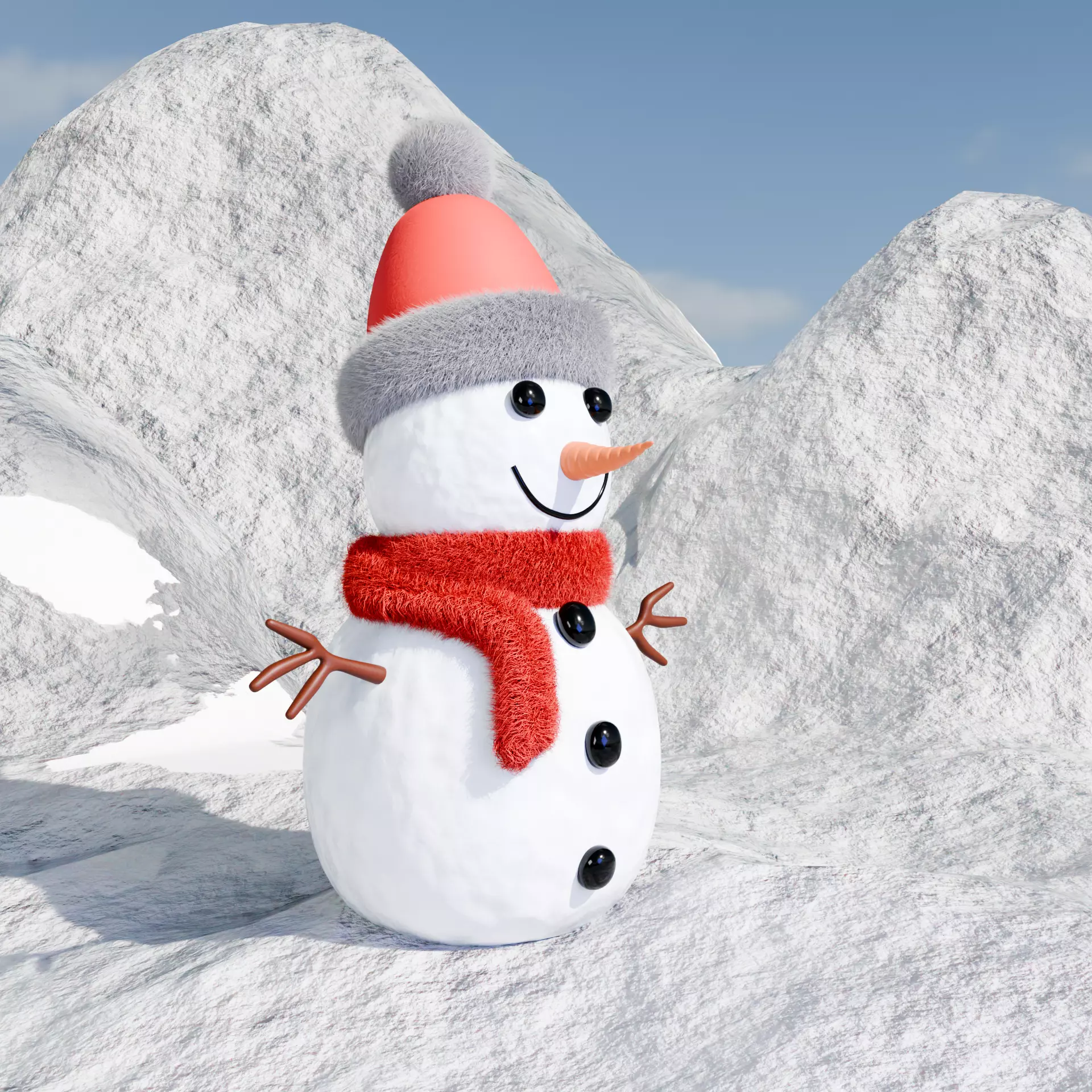 Snowman 3D Model  Winter Christmas Character  Blender  FBX  OBJ 3D model_2
