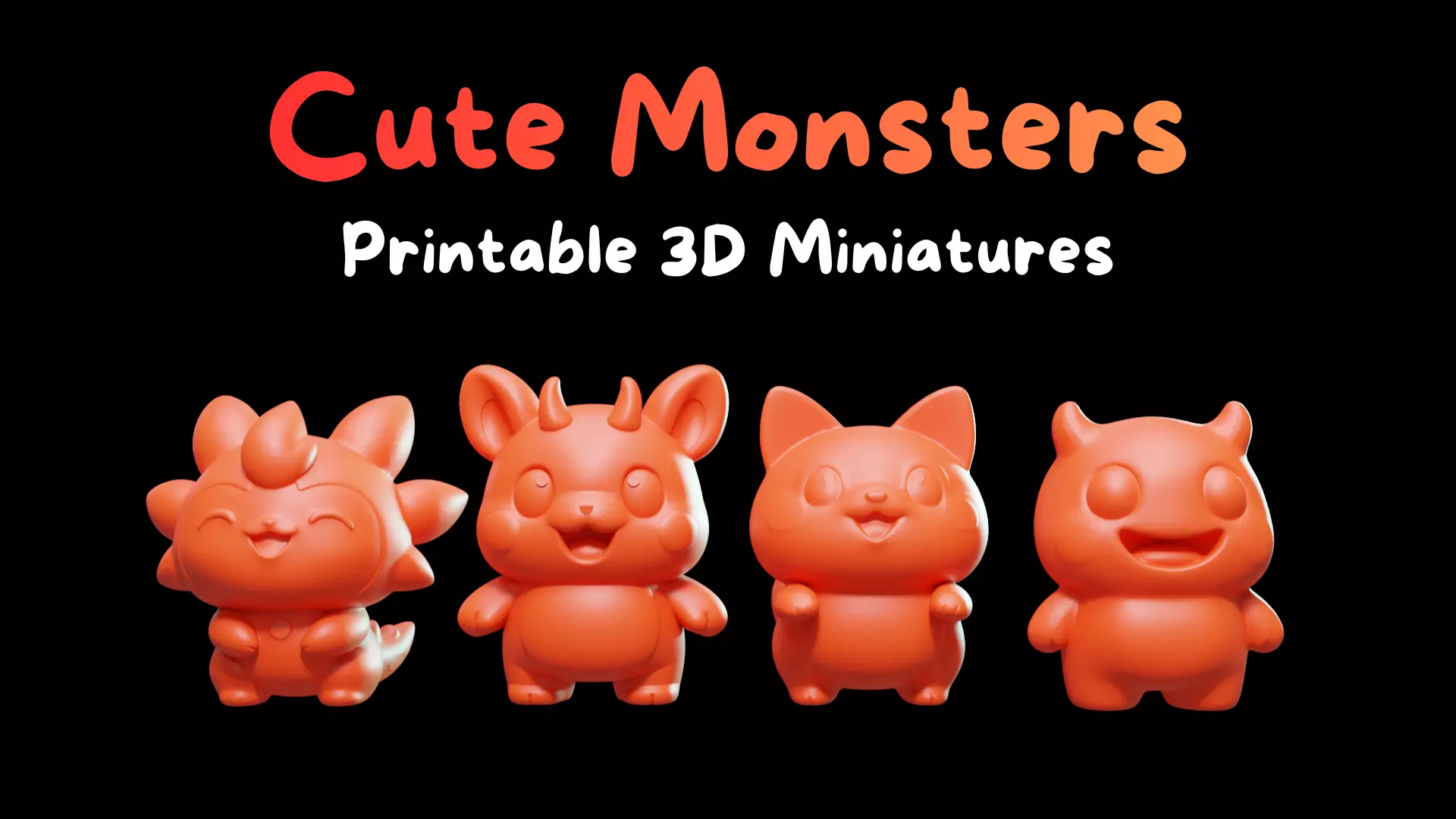 20 Printable 3D Miniatures Cute Monsters 3D Print Ready STL 3D print model_11