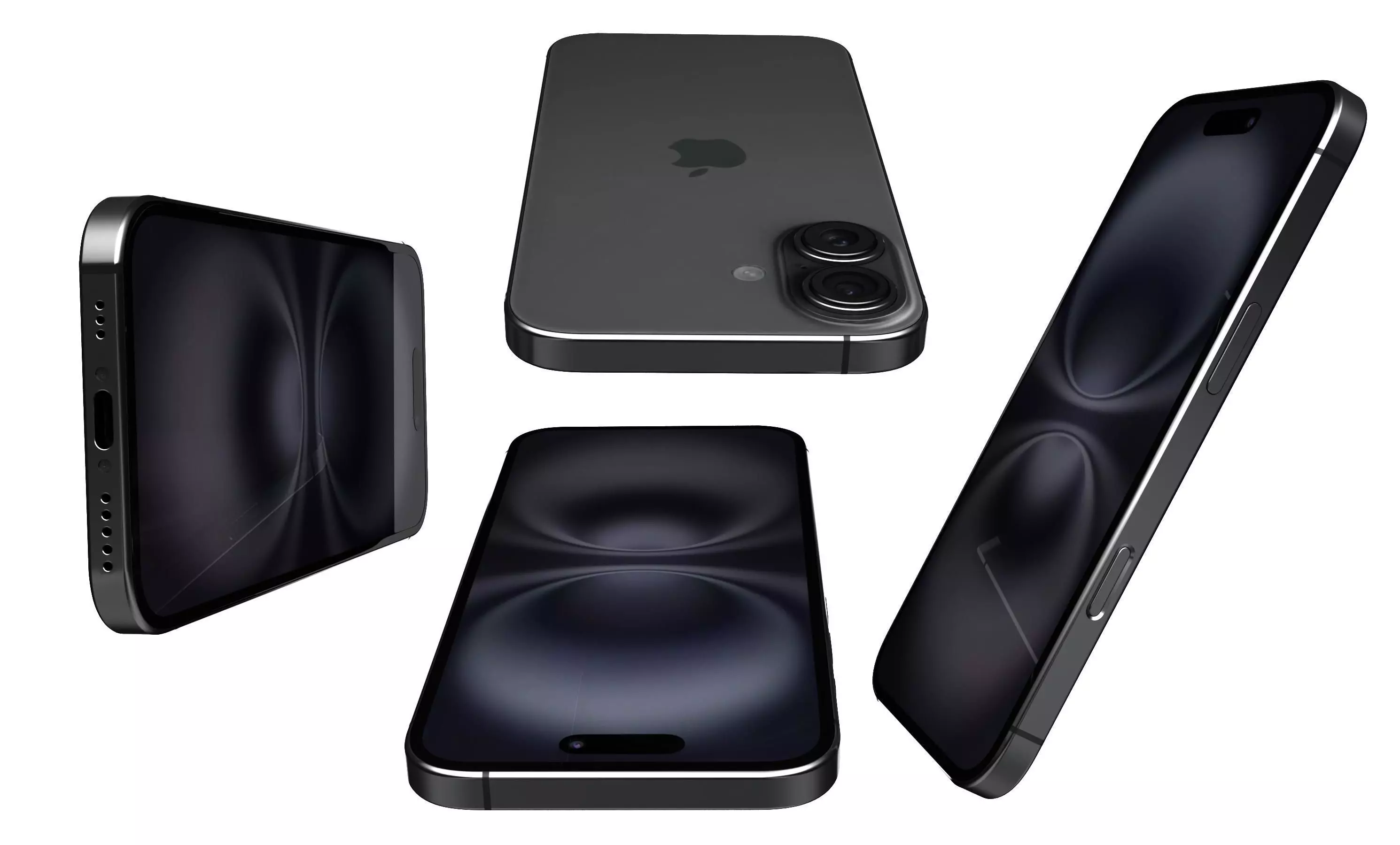 Apple iPhone 16 Black High Poly 3D model_7